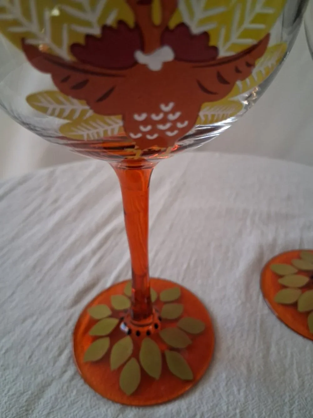 2 Wine glasses Thanksgiving decor.